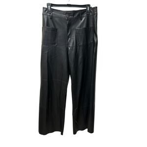 ⭐️ Women’s Zara Black Faux Leather Wide Leg Pants. Size 10